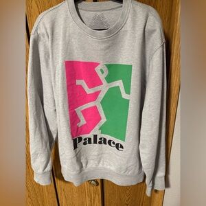 PALACE P(iss)Head Crewneck Sweater with Pink and Green Graphic